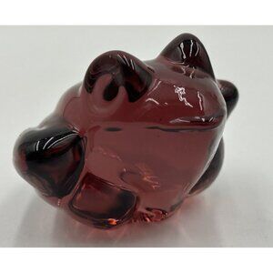 Glass Frog Paperweight Purple Amethyst Color Silvestri Solid Glass Flat 3”